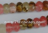 CCY206 15.5 inches 8*12mm faceted rondelle volcano cherry quartz beads