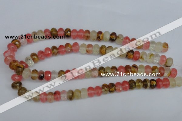 CCY206 15.5 inches 8*12mm faceted rondelle volcano cherry quartz beads