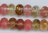 CCY207 15.5 inches 10*14mm faceted rondelle volcano cherry quartz beads