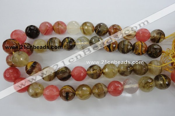 CCY507 15.5 inches 18mm faceted round volcano cherry quartz beads