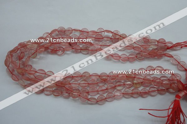 CCY61 15.5 inches 10mm flat round cherry quartz beads wholesale