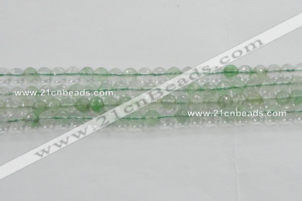 CCY612 15.5 inches 8mm faceted round green cherry quartz beads