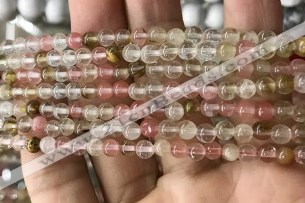 CCY630 15.5 inches 4mm round volcano cherry quartz beads wholesale