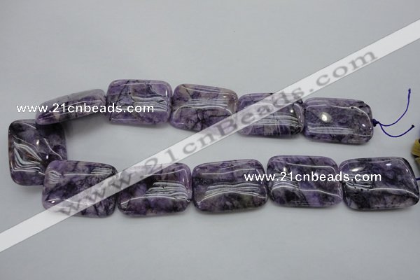 CDA312 15.5 inches 25*35mm rectangle dyed dogtooth amethyst beads