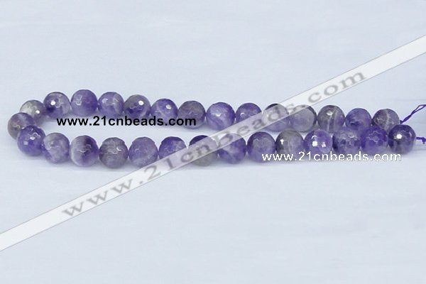 CDA62 15.5 inches 14mm faceted round dogtooth amethyst beads