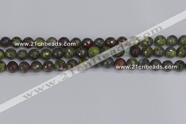 CDB323 15.5 inches 10mm faceted round dragon blood jasper beads