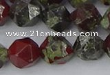 CDB339 15.5 inches 12mm faceted nuggets dragon blood jasper beads