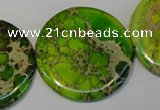 CDE128 15.5 inches 44mm flat round dyed sea sediment jasper beads