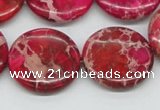 CDE18 15.5 inches 25mm flat round dyed sea sediment jasper beads