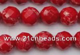 CDE2123 15.5 inches 12mm faceted round dyed sea sediment jasper beads