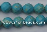 CDE2154 15.5 inches 14mm faceted round dyed sea sediment jasper beads