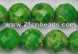 CDE2196 15.5 inches 18mm faceted round dyed sea sediment jasper beads