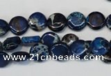 CDE230 15.5 inches 10mm flat round dyed sea sediment jasper beads