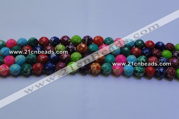 CDE2698 12mm faceted round mixed color sea sediment jasper beads