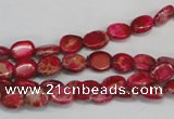 CDE641 15.5 inches 6*8mm oval dyed sea sediment jasper beads