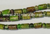CDI142 15.5 inches 3*6mm rondelle & 6*9mm tube dyed imperial jasper beads