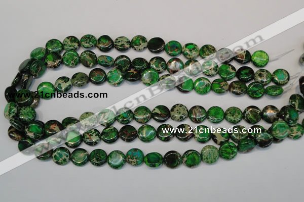 CDI170 15.5 inches 12mm flat round dyed imperial jasper beads