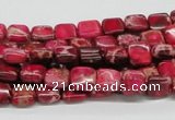 CDI19 16 inches 8*8mm square dyed imperial jasper beads wholesale