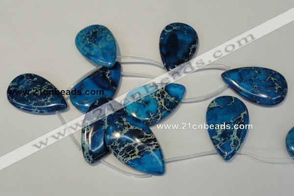 CDI345 Top-drilled 30*50mm flat teardrop dyed imperial jasper beads