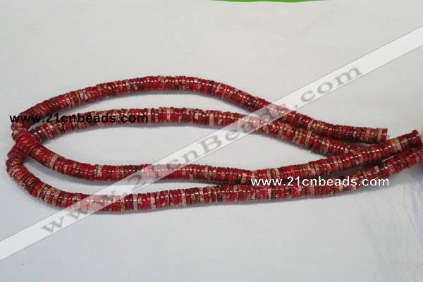 CDI601 15.5 inches 2*8mm heishi dyed imperial jasper beads