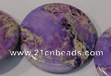 CDI709 15.5 inches 55mm flat round dyed imperial jasper beads