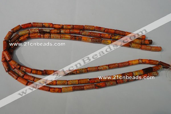 CDI736 15.5 inches 6*12mm tube dyed imperial jasper beads