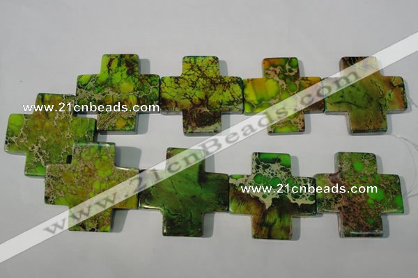 CDI954 15.5 inches 45*45mm cross dyed imperial jasper beads