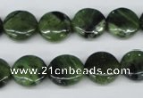 CDJ117 15.5 inches 12mm flat round Canadian jade beads wholesale