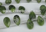 CDJ135 Top-drilled 7*11mm briolette Canadian jade beads wholesale