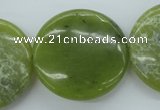 CDJ168 15.5 inches 30mm flat round Canadian jade beads wholesale