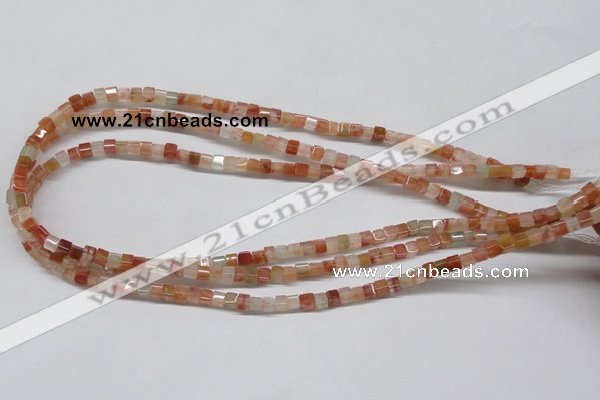 CDQ35 15.5 inches 4*4mm cube natural red quartz beads wholesale