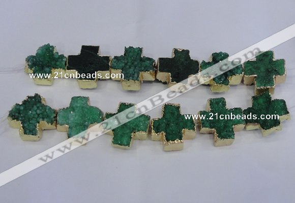 CDQ520 23*24mm - 24*25mm cross druzy quartz beads wholesale