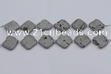 CDQ660 8 inches 25*25mm diamond druzy quartz beads wholesale