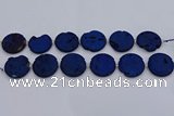CDQ681 8 inches 30mm flat round druzy quartz beads wholesale