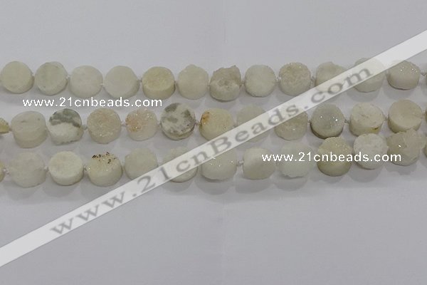 CDQ701 8 inches 12mm coin druzy quartz beads wholesale