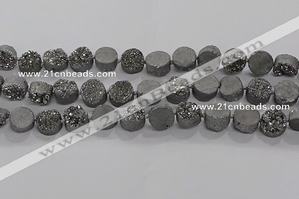 CDQ702 8 inches 12mm coin druzy quartz beads wholesale
