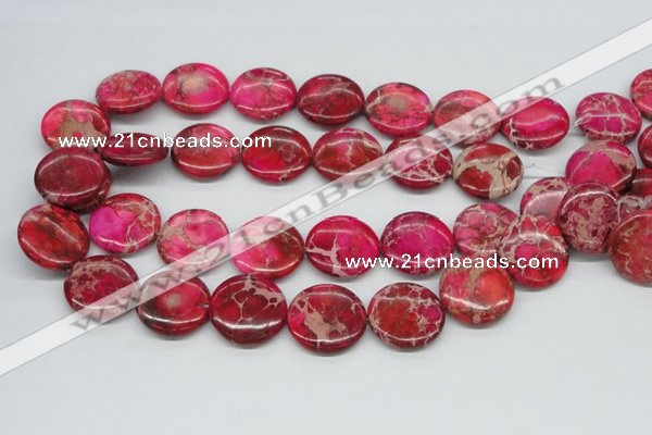 CDT18 15.5 inches 25mm flat round dyed aqua terra jasper beads