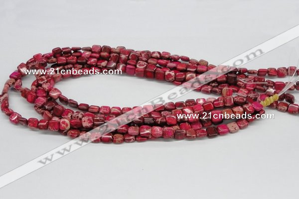 CDT19 15.5 inches 8*8mm square dyed aqua terra jasper beads