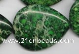 CDT195 15.5 inches 30*40mm flat teardrop dyed aqua terra jasper beads
