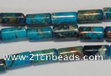 CDT279 15.5 inches 6*12mm tube dyed aqua terra jasper beads
