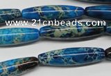 CDT291 15.5 inches 8*30mm rice dyed aqua terra jasper beads