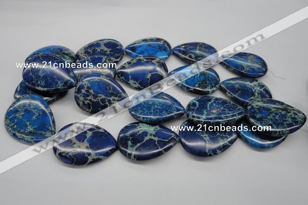 CDT327 15.5 inches 30*40mm flat teardrop dyed aqua terra jasper beads