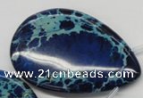 CDT346 Top-drilled 40*60mm flat teardrop dyed aqua terra jasper beads