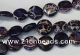 CDT397 15.5 inches 10mm flat round dyed aqua terra jasper beads