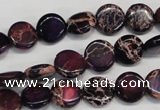 CDT405 15.5 inches 10mm flat round dyed aqua terra jasper beads