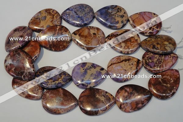 CDT461 15.5 inches 30*40mm flat teardrop dyed aqua terra jasper beads