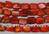 CDT551 15.5 inches 8*10mm rectangle dyed aqua terra jasper beads