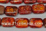 CDT553 15.5 inches 12*16mm rectangle dyed aqua terra jasper beads