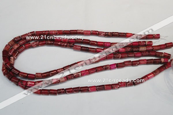CDT590 15.5 inches 6*8mm tube dyed aqua terra jasper beads