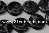 CDT689 15.5 inches 18mm flat round dyed aqua terra jasper beads